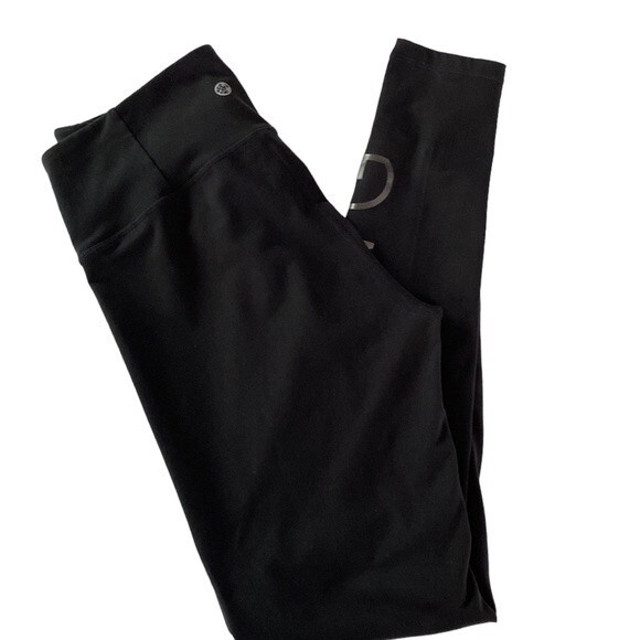 Manduka Core Strong Script Black Yoga High Waist Leggings Full Length Pocket - Picture 14 of 14